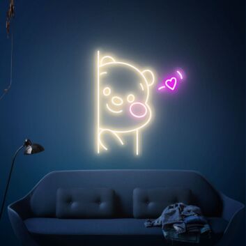 Bär mit Herzsymbol LED-Neonschild Wohnzimmer Kinderzimmer