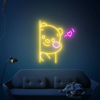 Bär mit Herzsymbol LED-Neonschild Wohnzimmer Kinderzimmer