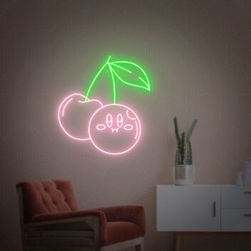 Kirsche mit Gesicht LED-Neonschild für Wohnzimmer oder Café