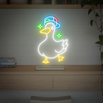 Ente mit Basecap LED-Neonschild Wohnzimmer Kinderzimmer