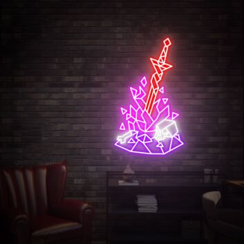 Schwert im Kristall LED-Neonschild Gamingzimmer