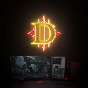 LED Neonschild Buchstabe D im Gaming Design