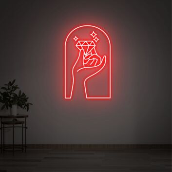 Hand mit Diamant LED-Neonschild Wohnzimmer Schmuckgeschäft