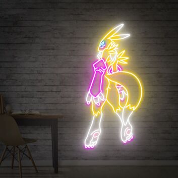 LED Neonschild mit fantasievoller Tierfigur im futuristischen Anime Stil für moderne Gaming Zimmer und kreative Wanddekoration