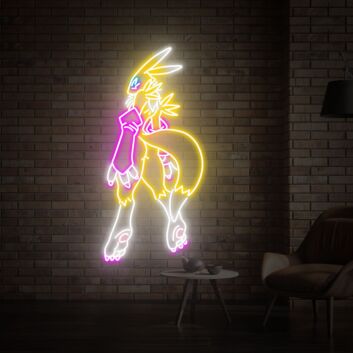 LED Neonschild mit fantasievoller Tierfigur im futuristischen Anime Stil für moderne Gaming Zimmer und kreative Wanddekoration