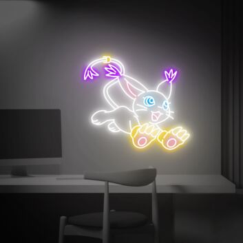 springendes Fantasie-Katzenwesen LED-Neonschild Gamingzimmer