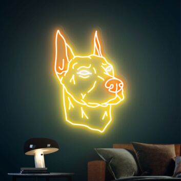 Dobermannkopf LED-Neonschild Wohnzimmer Büro