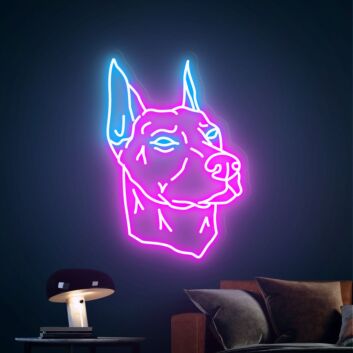 Dobermannkopf LED-Neonschild Wohnzimmer Büro