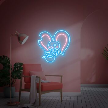 Herz mit Cartoonfigur LED-Neonschild Wohnzimmer Kinderzimmer