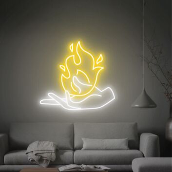 Hand mit Flamme LED-Neonschild Wohnzimmer Bar