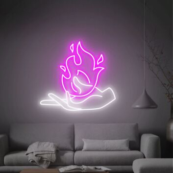 Hand mit Flamme LED-Neonschild Wohnzimmer Bar