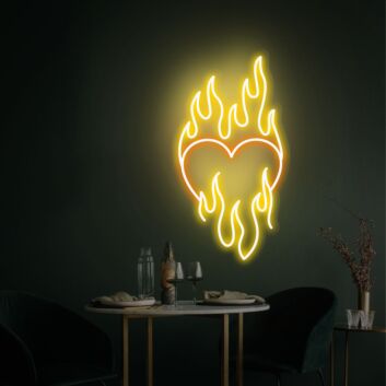 brennendes Herz LED-Neonschild Wohnzimmer Bar