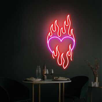 brennendes Herz LED-Neonschild Wohnzimmer Bar