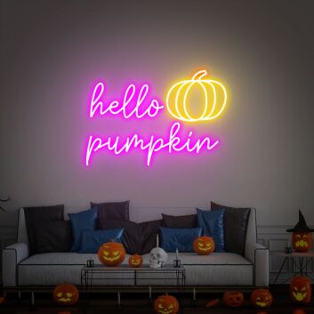 hello pumpkin LED-Neonschild Wohnzimmer Halloween