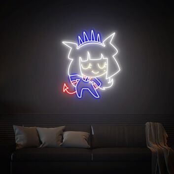 Chibi Teufelsfigur LED-Neonschild für Gamingzimmer oder Bar