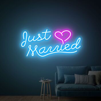 Just Married LED-Neonschild Hochzeit Fotohintergrund