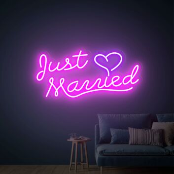 Just Married LED-Neonschild Hochzeit Fotohintergrund