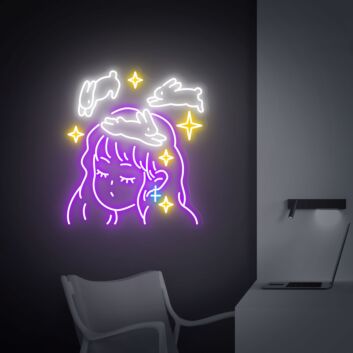 Brighten Up Your Space: Perfect for Home Decor, Office Ambiance, and Party Vibes with Kawaii Girl Sign Girl Wall Art Led Neon Sign Bedroom.
