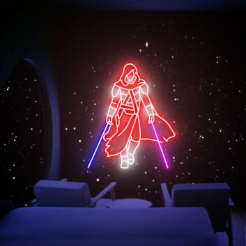 Elevate Your Space: Ideal for Home Theaters, Man Caves, and Sci-Fi Themed Parties -- Lightsaber Samurai Led Neon Sign Star Wars Wall Decor.