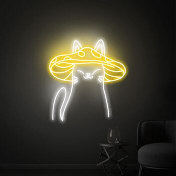 Katze mit Pilzhut LED-Neonschild Wohnzimmer Schlafzimmer