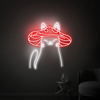 Katze mit Pilzhut LED-Neonschild Wohnzimmer Schlafzimmer