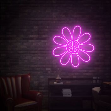 Friedenszeichen Blume LED-Neonschild Wohnzimmer Cafe