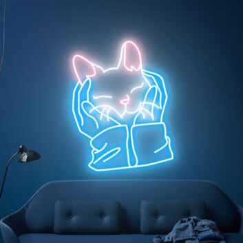 Katze in Händen LED-Neonschild Wohnzimmer Schlafzimmer