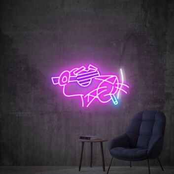 Gesicht mit Sonnenbrille und Zigarette LED-Neonschild für Bar Club