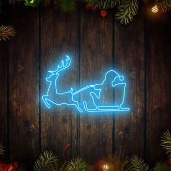 Weihnachtsmann im Rentierschlitten LED-Neonschild Wohnzimmer Weihnachtsdekoration