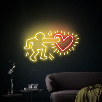 Figur mit Herzsymbol LED-Neonschild Wohnzimmer Lounge