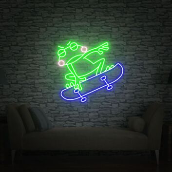 Skateboard fahrender Frosch LED-Neonschild Wohnzimmer Jugendzimmer