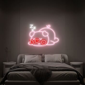 Brighten Your Child&#039;s Bedroom or Add a Playful Touch to Weddings and Parties with Our Sleeping Pig LED Neon Sign Indoor Wall Lights Party Decoration Kids Room Decor.