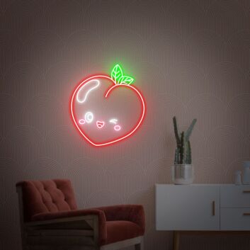 Pfirsich mit Gesicht LED-Neonschild Wohnzimmer Kinderzimmer