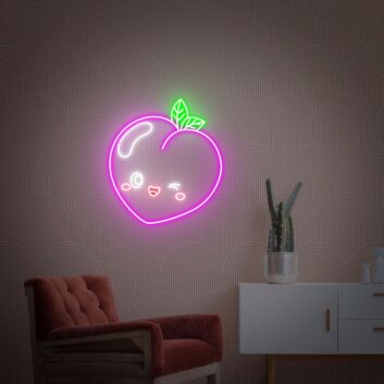 Pfirsich mit Gesicht LED-Neonschild Wohnzimmer Kinderzimmer