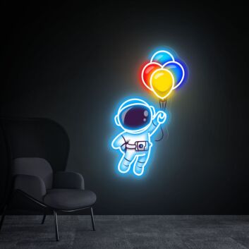 Astronaut mit Luftballons LED-Neonschild für Kinderzimmer oder Wohnzimmer