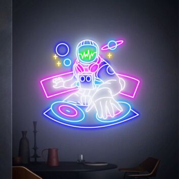 Astronaut DJ LED Neonschild Musik und Vinyl Design