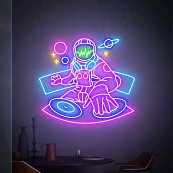 Astronaut DJ LED Neonschild Musik und Vinyl Design