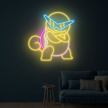 Cartoon-Schildkröte mit Sonnenbrille LED-Neonschild Gamingzimmer Wohnzimmer