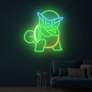 Cartoon-Schildkröte mit Sonnenbrille LED-Neonschild Gamingzimmer Wohnzimmer