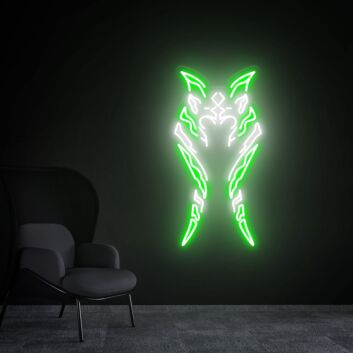 Abstraktes Wolf Symbol als Neon LED Wandlicht für moderne Raumdekoration