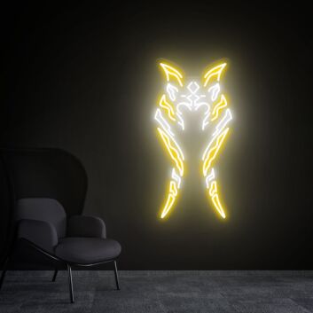 Abstraktes Wolf Symbol als Neon LED Wandlicht für moderne Raumdekoration