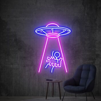 UFO mit Entführungsszene LED-Neonschild Wohnzimmer Gamingzimmer