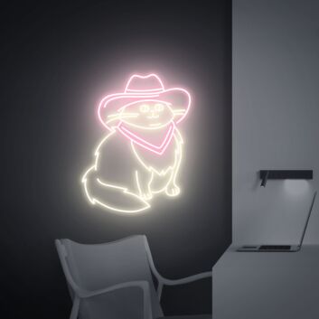Cowboy Katze LED-Neonschild Wohnzimmer Kinderzimmer
