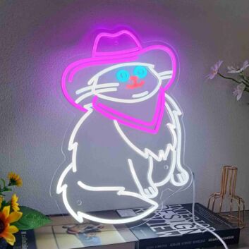 Cowboy Katze LED-Neonschild Wohnzimmer Kinderzimmer