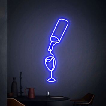 Sektflasche mit Glas LED-Neonschild Bar Wohnzimmer