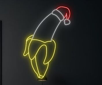 Banane mit Weihnachtsmütze LED-Neonschild Wohnzimmer Bar