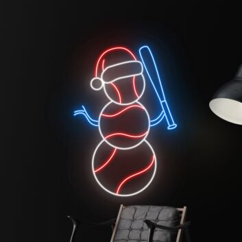 Schneemann mit Baseballschläger LED-Neonschild für Wohnzimmer Sportbar