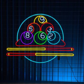 Billardkugeln und Queues LED-Neonschild für Bar Spielzimmer