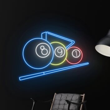 Billardkugeln mit Queue LED-Neonschild Bar Spielzimmer