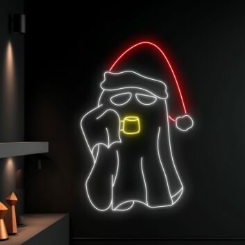 Weihnachtsgeist mit Tasse LED-Neonschild Wohnzimmer Bar